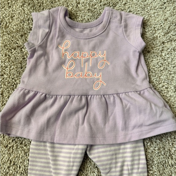 Carter’s Baby Girl “Happy Baby” Peplum Top & Floral Leggings Set – Size Newborn - Picture 4 of 7